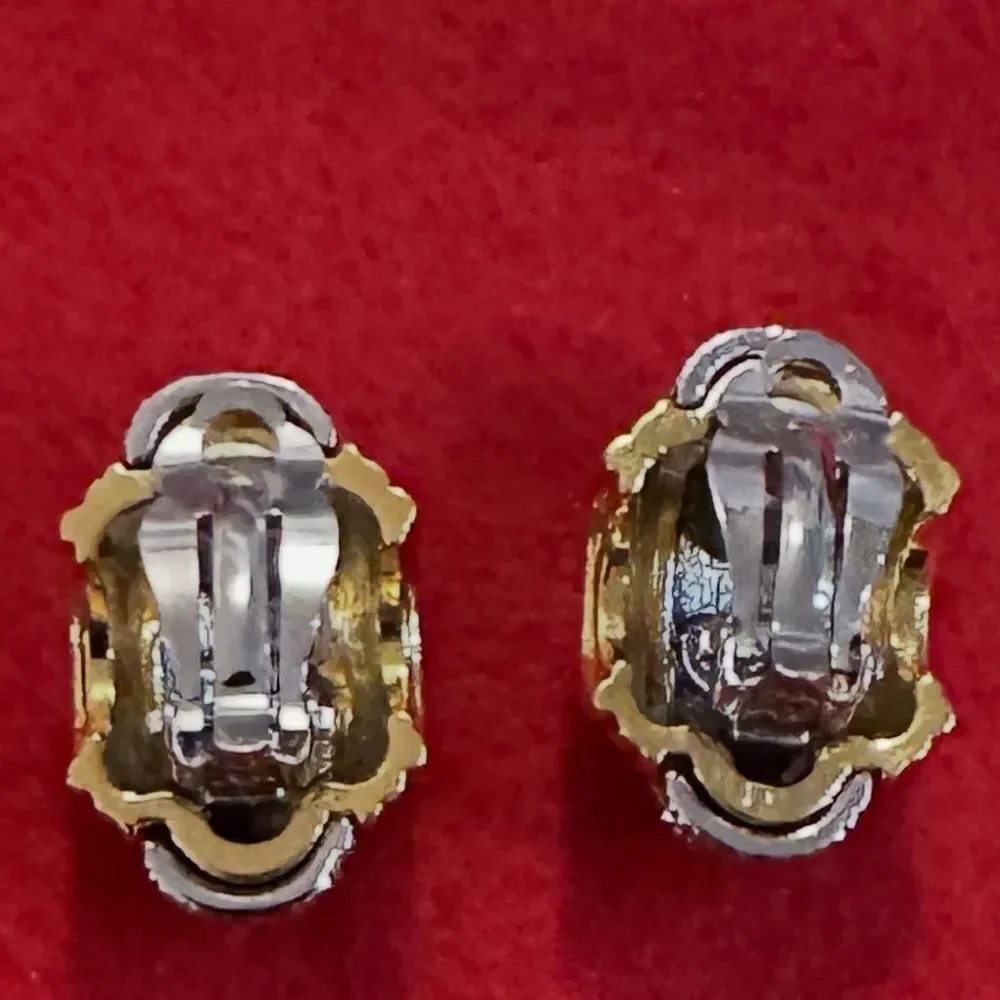 Earrings - Joan Rivers Vintage Signed Gold/Silver Dome Statement Clip Earrings